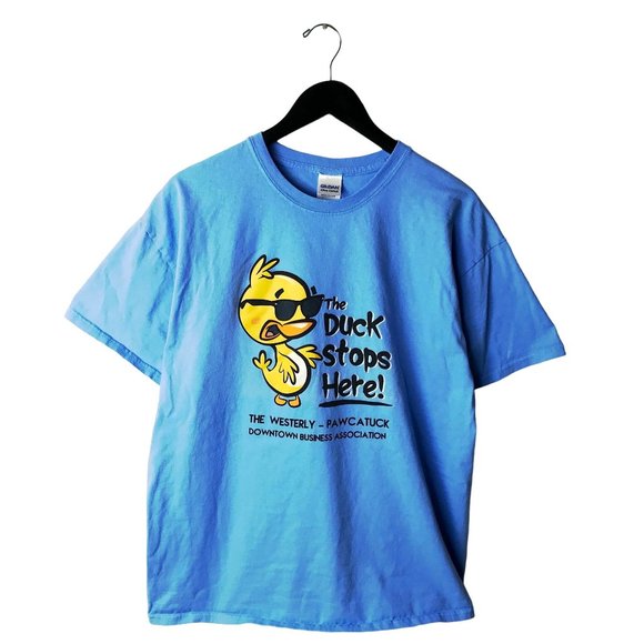 Duck Stops Here Westerly Pawcatuck T Shirt Adult Blue XL Extra Large Graphic Tee - Picture 2 of 14